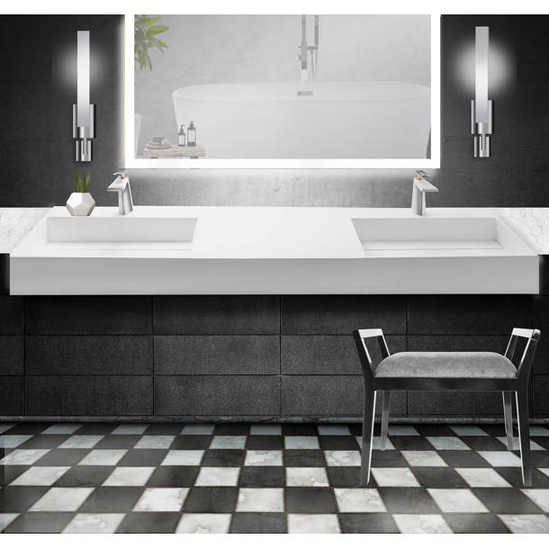 Orren Ellis Boyter 72" Rectangular Vessel Bathroom Sink with Ramp Basin